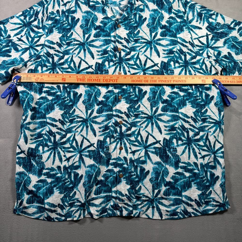 Caribbean Camp Shirt Mens 3XB Blue White Tropical Palm Short Sleeve Button NWOT - Picture 4 of 9